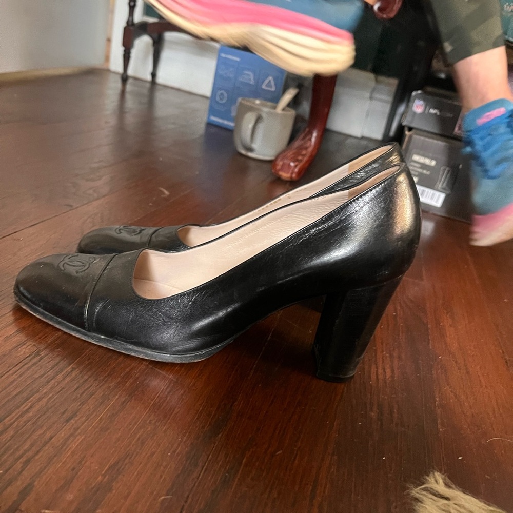 Chanel Black Leather Heels